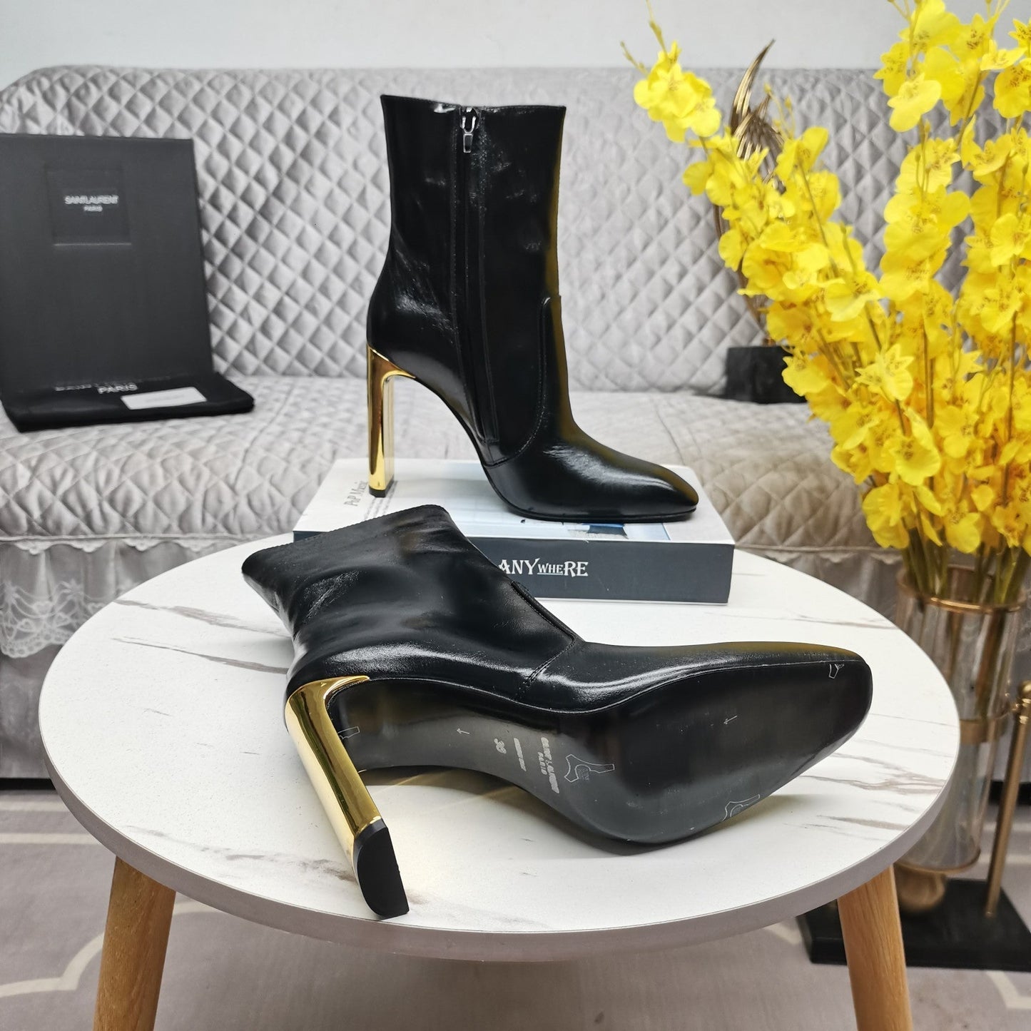 SL AUTEUIL HEELED ANKLE BOOT BLACK CALFSKIN - 35