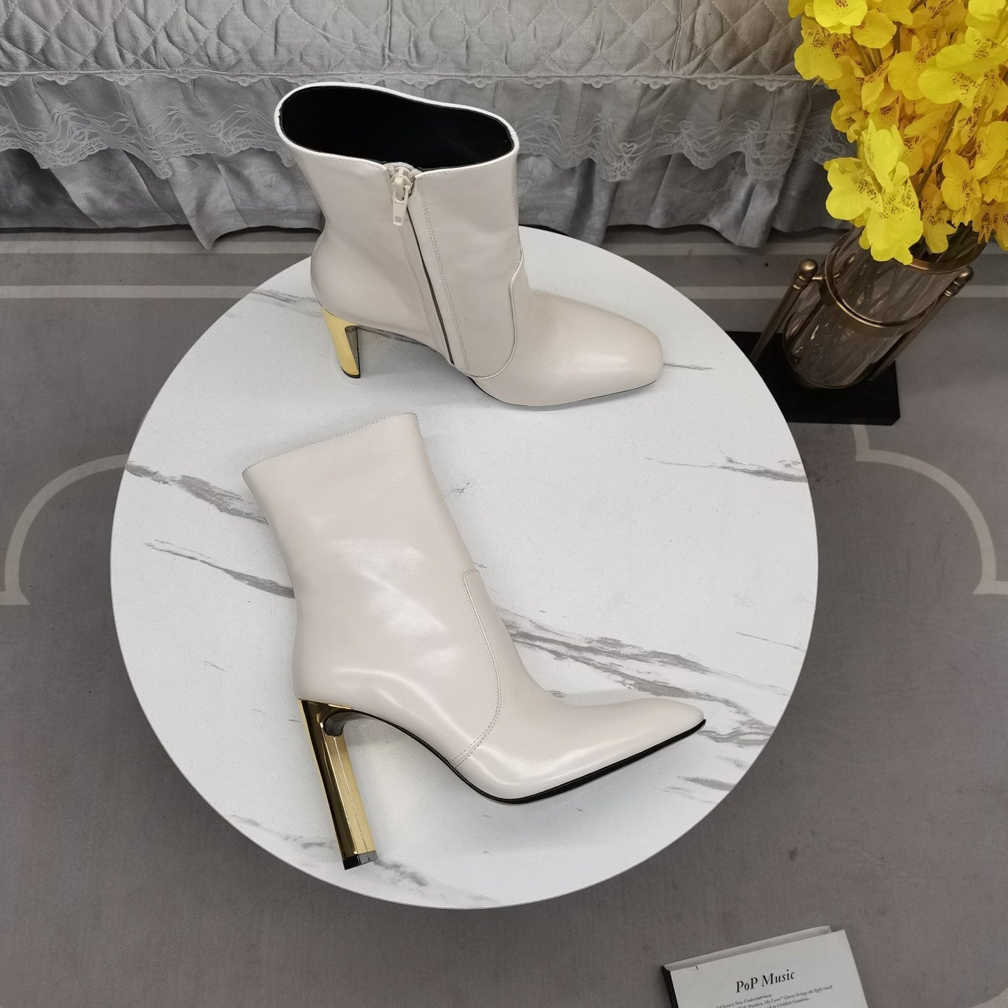SL AUTEUIL HEELED ANKLE BOOT WHITE CALFSKIN - 35