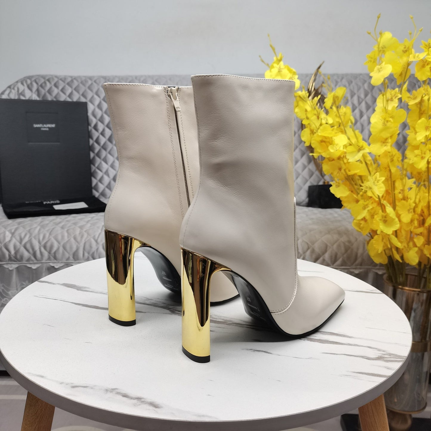 SL AUTEUIL HEELED ANKLE BOOT WHITE CALFSKIN - 35