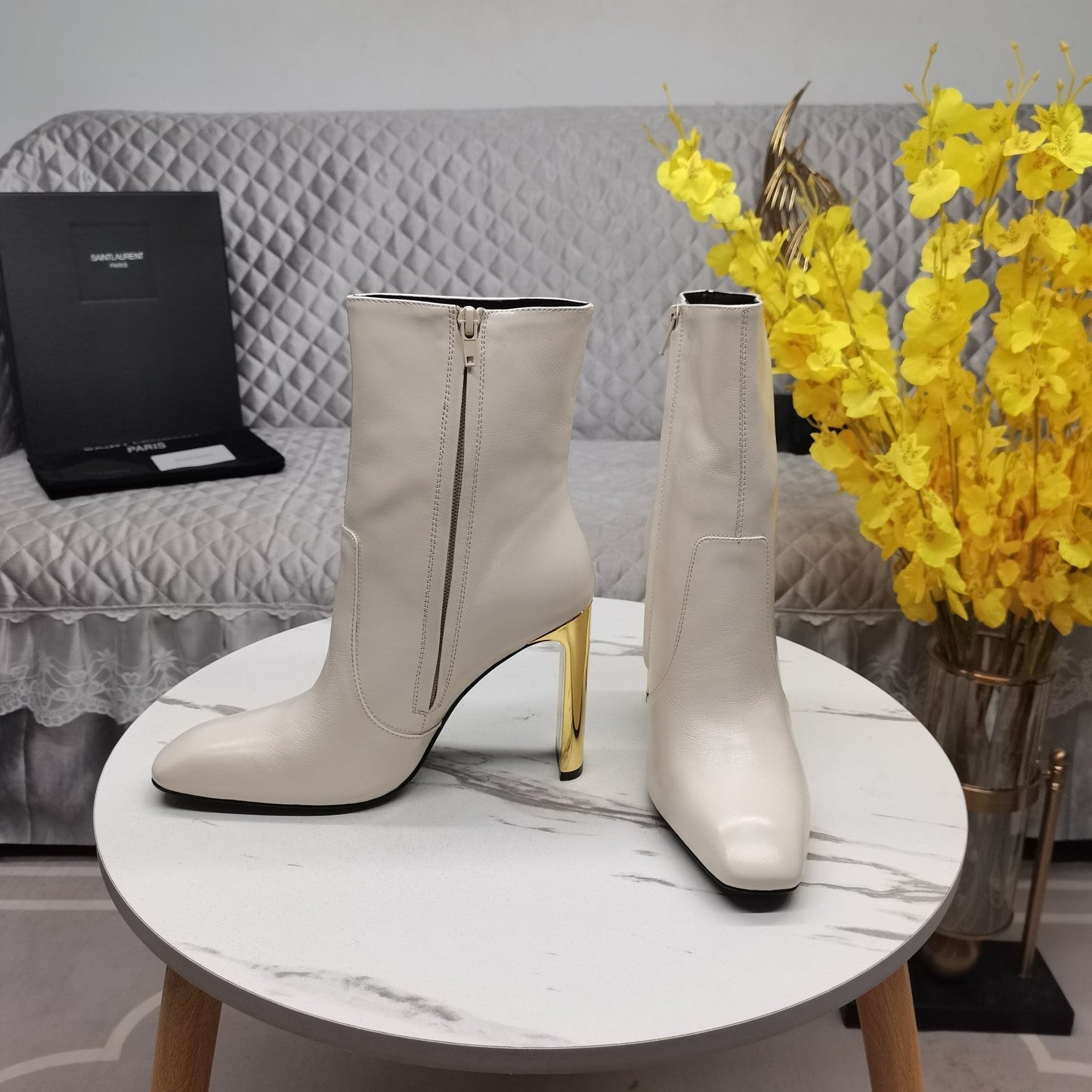 SL AUTEUIL HEELED ANKLE BOOT WHITE CALFSKIN - 35