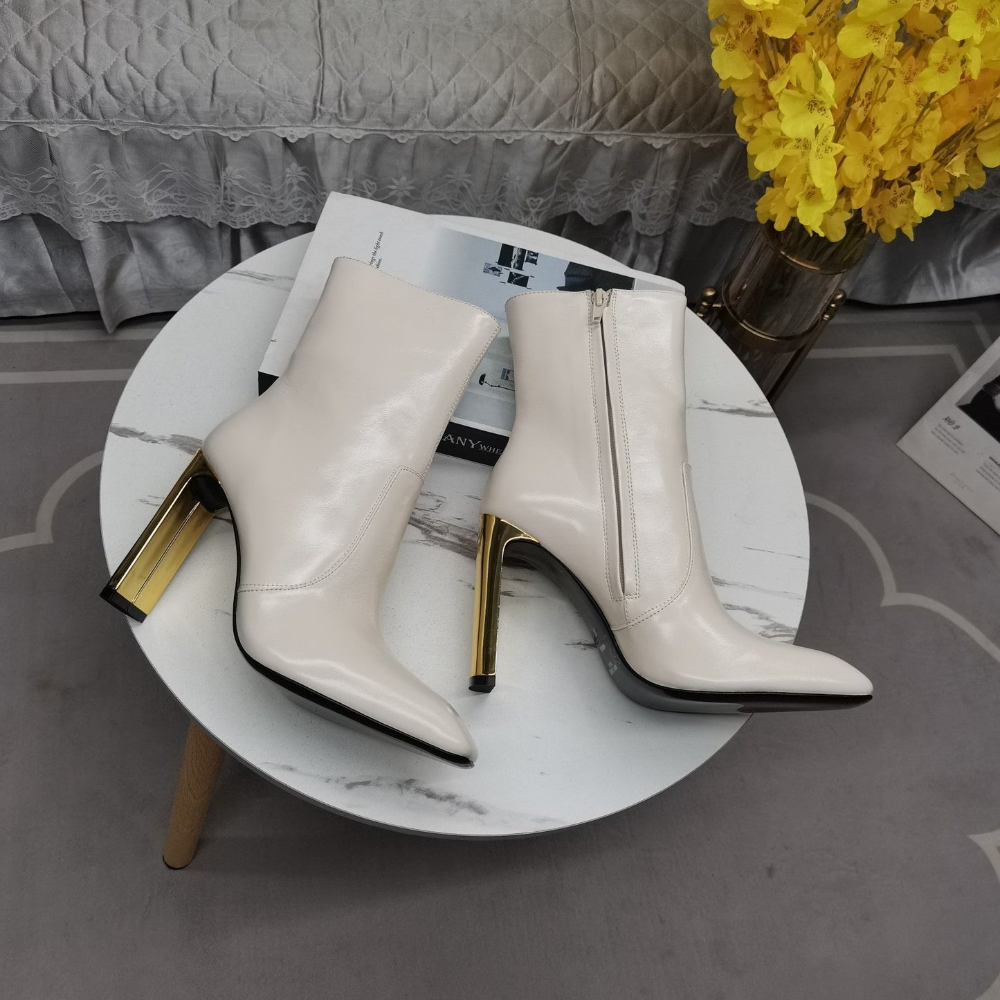SL AUTEUIL HEELED ANKLE BOOT WHITE CALFSKIN - 35