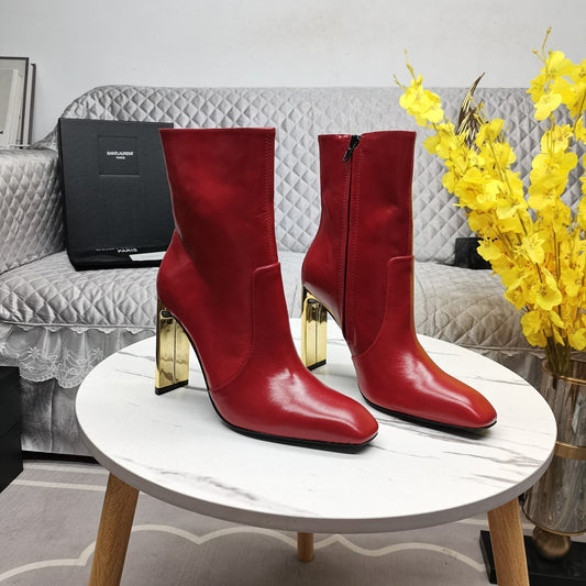SL AUTEUIL HEELED ANKLE BOOT RED CALFSKIN - 35