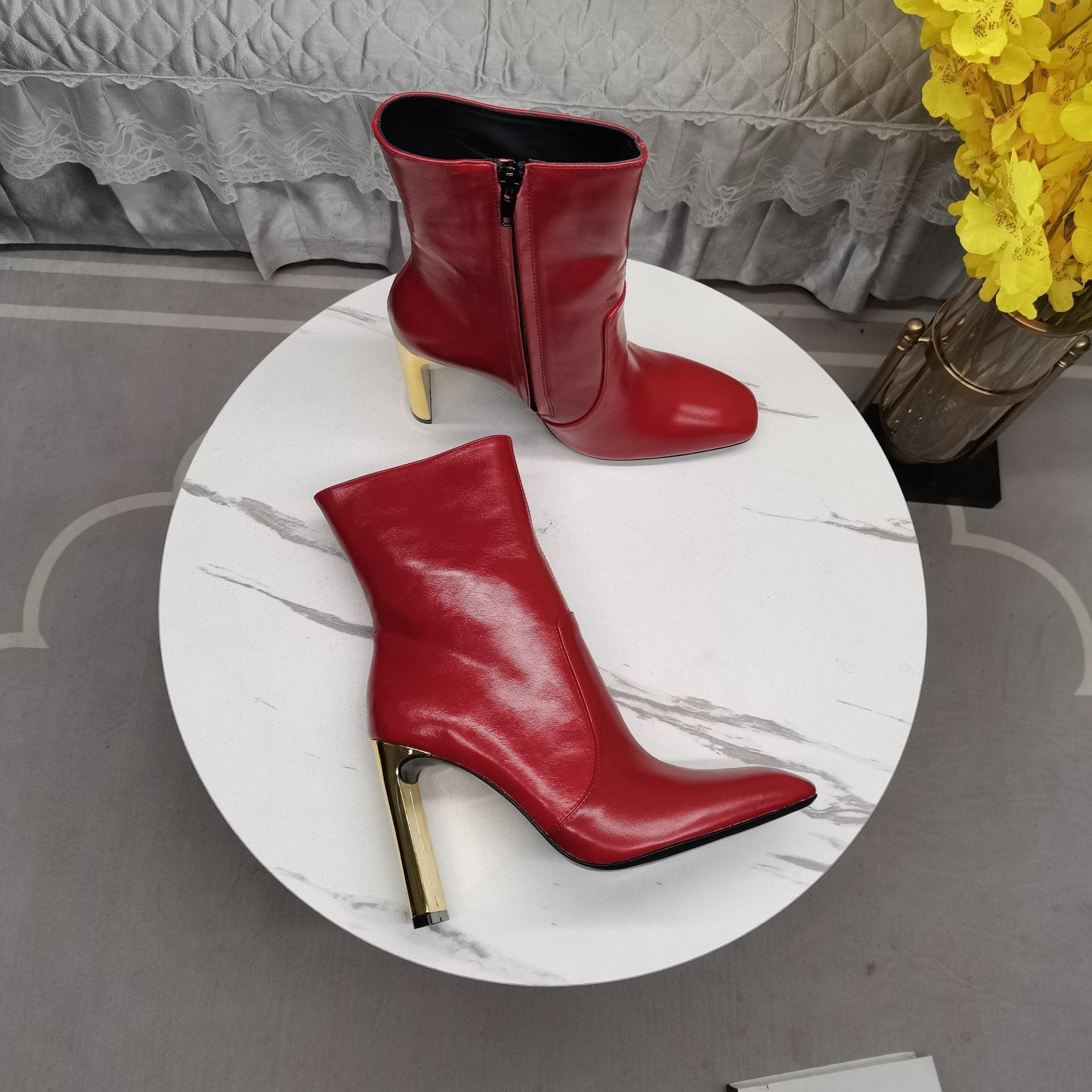 SL AUTEUIL HEELED ANKLE BOOT RED CALFSKIN - 35