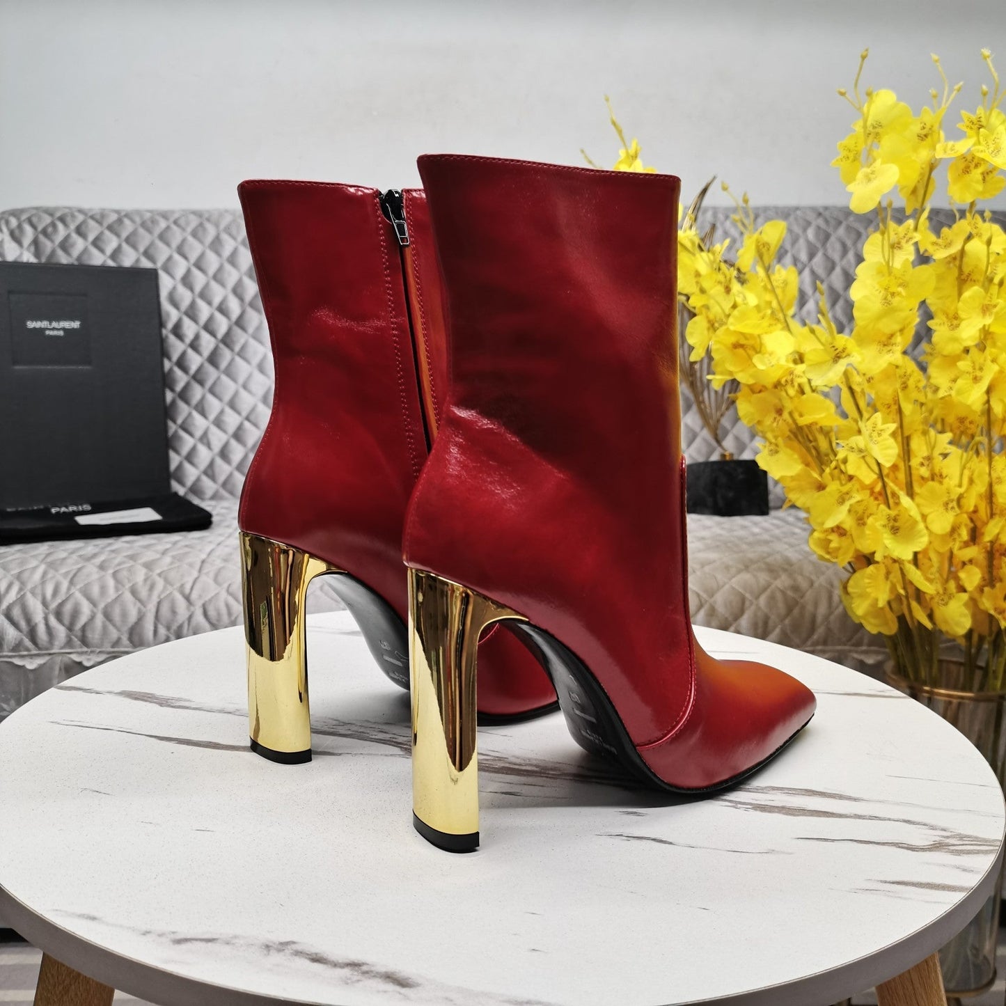 SL AUTEUIL HEELED ANKLE BOOT RED CALFSKIN - 35