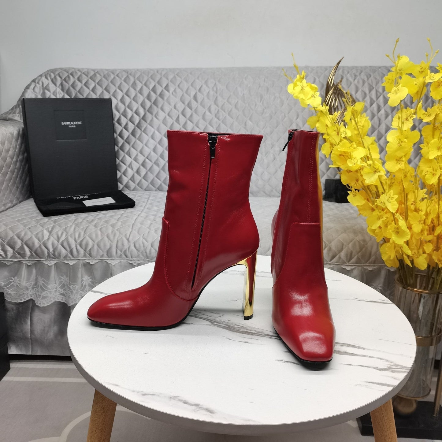 SL AUTEUIL HEELED ANKLE BOOT RED CALFSKIN - 35