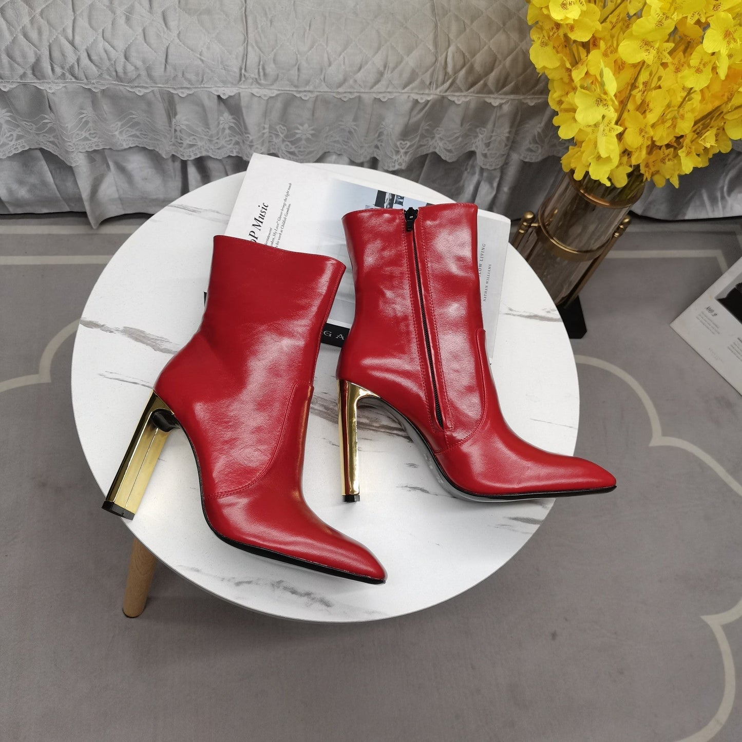 SL AUTEUIL HEELED ANKLE BOOT RED CALFSKIN - 35