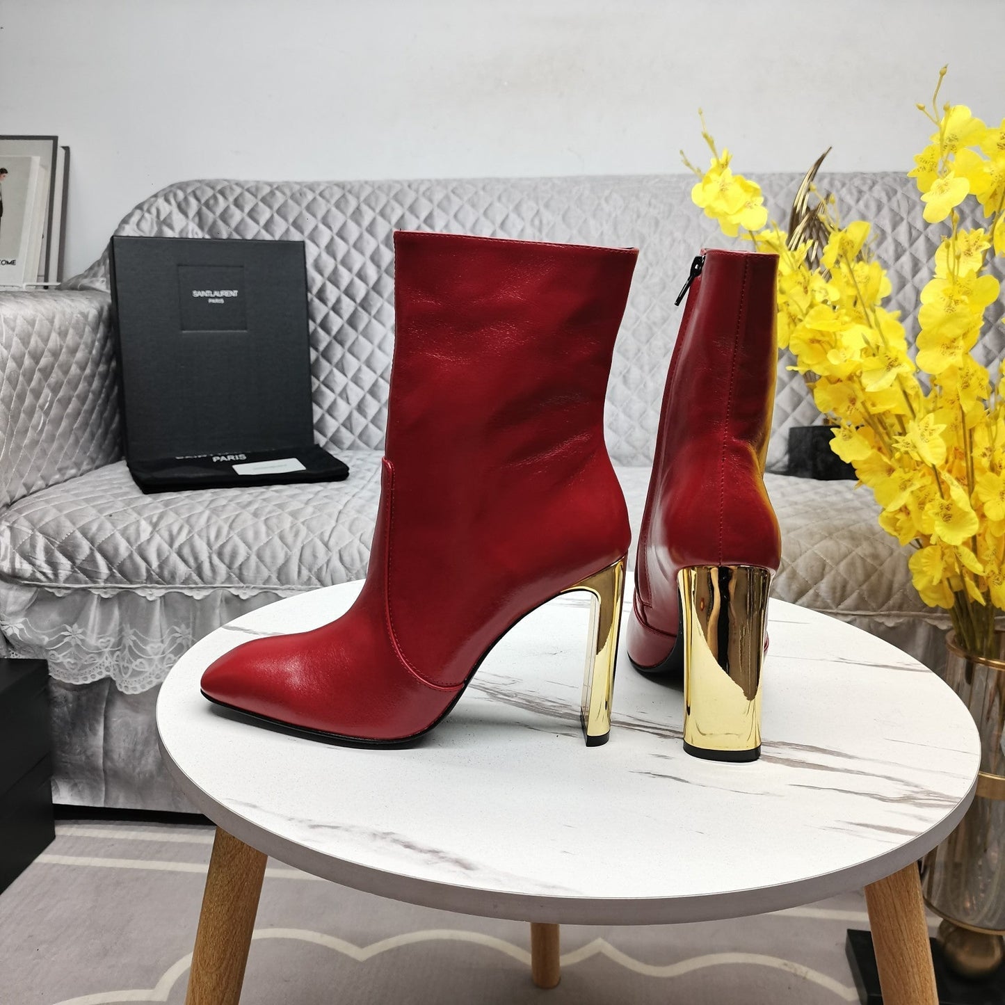SL AUTEUIL HEELED ANKLE BOOT RED CALFSKIN - 35