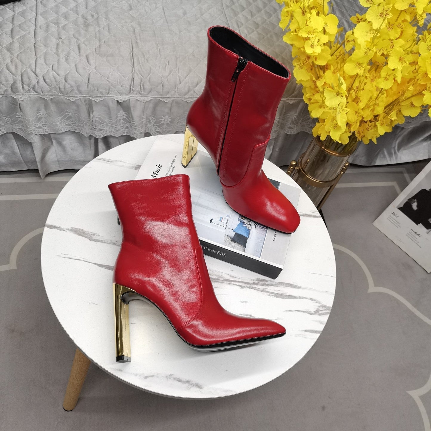 SL AUTEUIL HEELED ANKLE BOOT RED CALFSKIN - 35