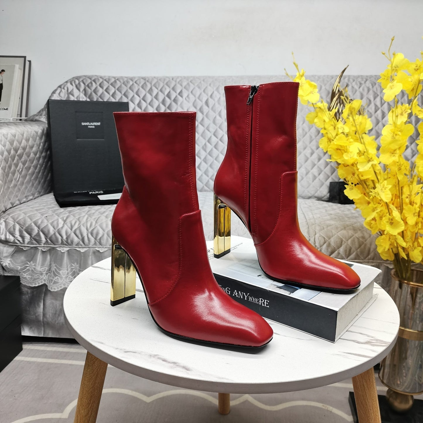 SL AUTEUIL HEELED ANKLE BOOT RED CALFSKIN - 35