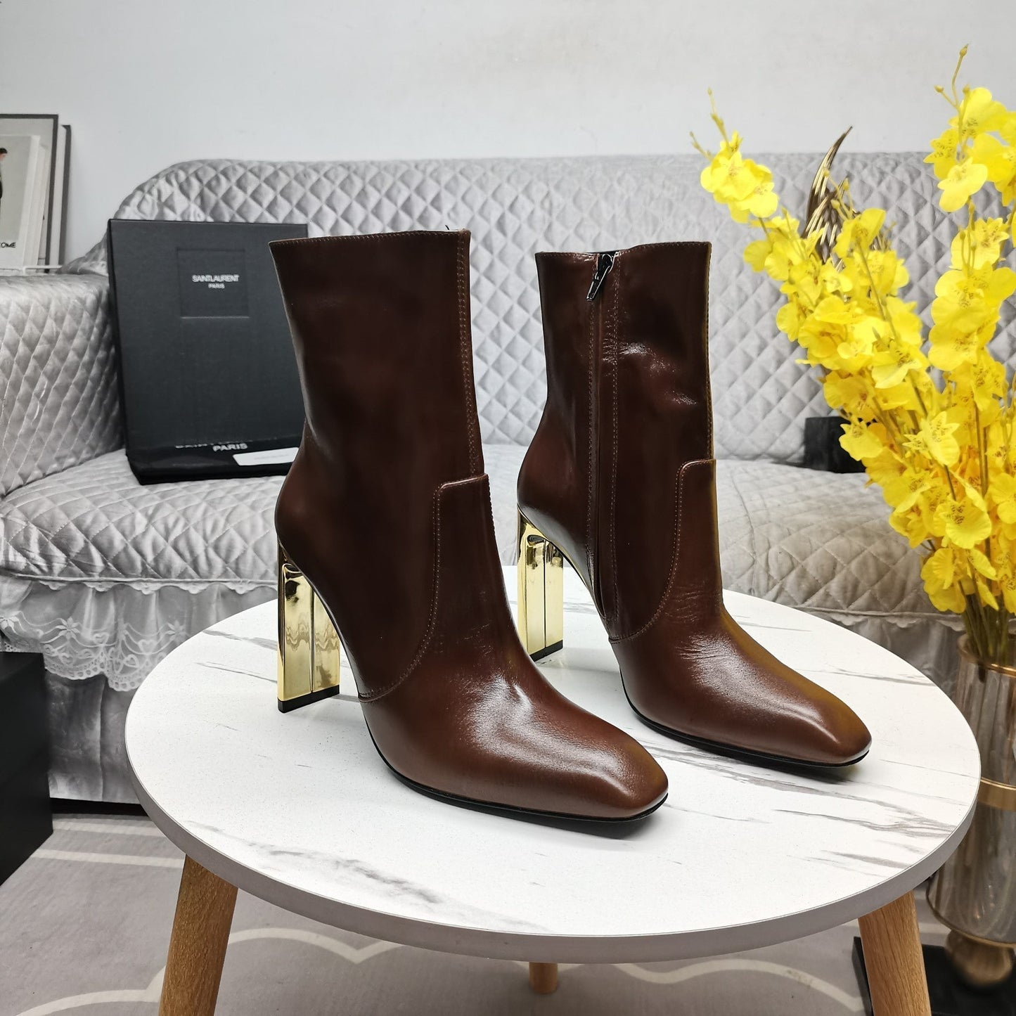 SL AUTEUIL HEELED ANKLE BOOT BROWN CALFSKIN - 35