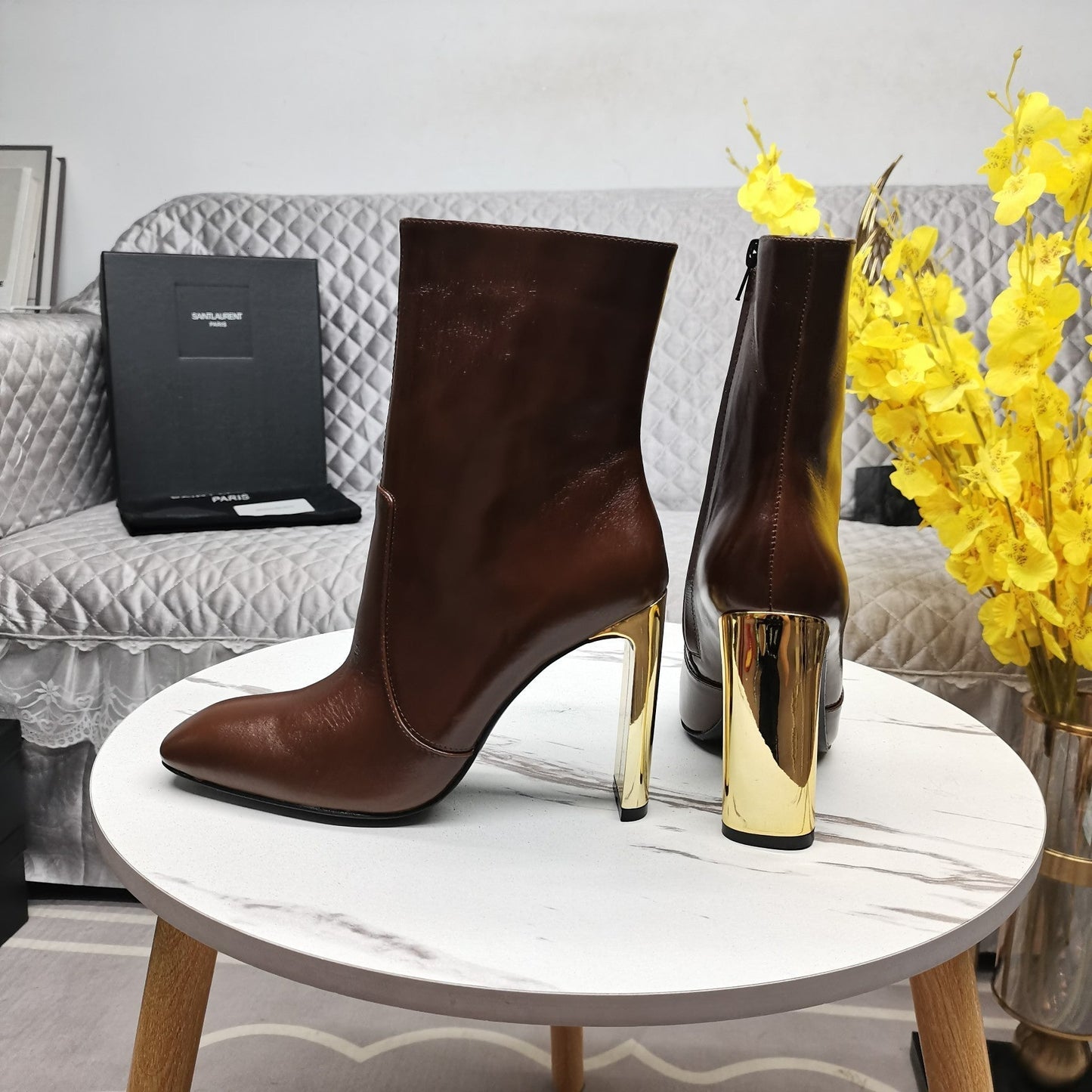 SL AUTEUIL HEELED ANKLE BOOT BROWN CALFSKIN - 35