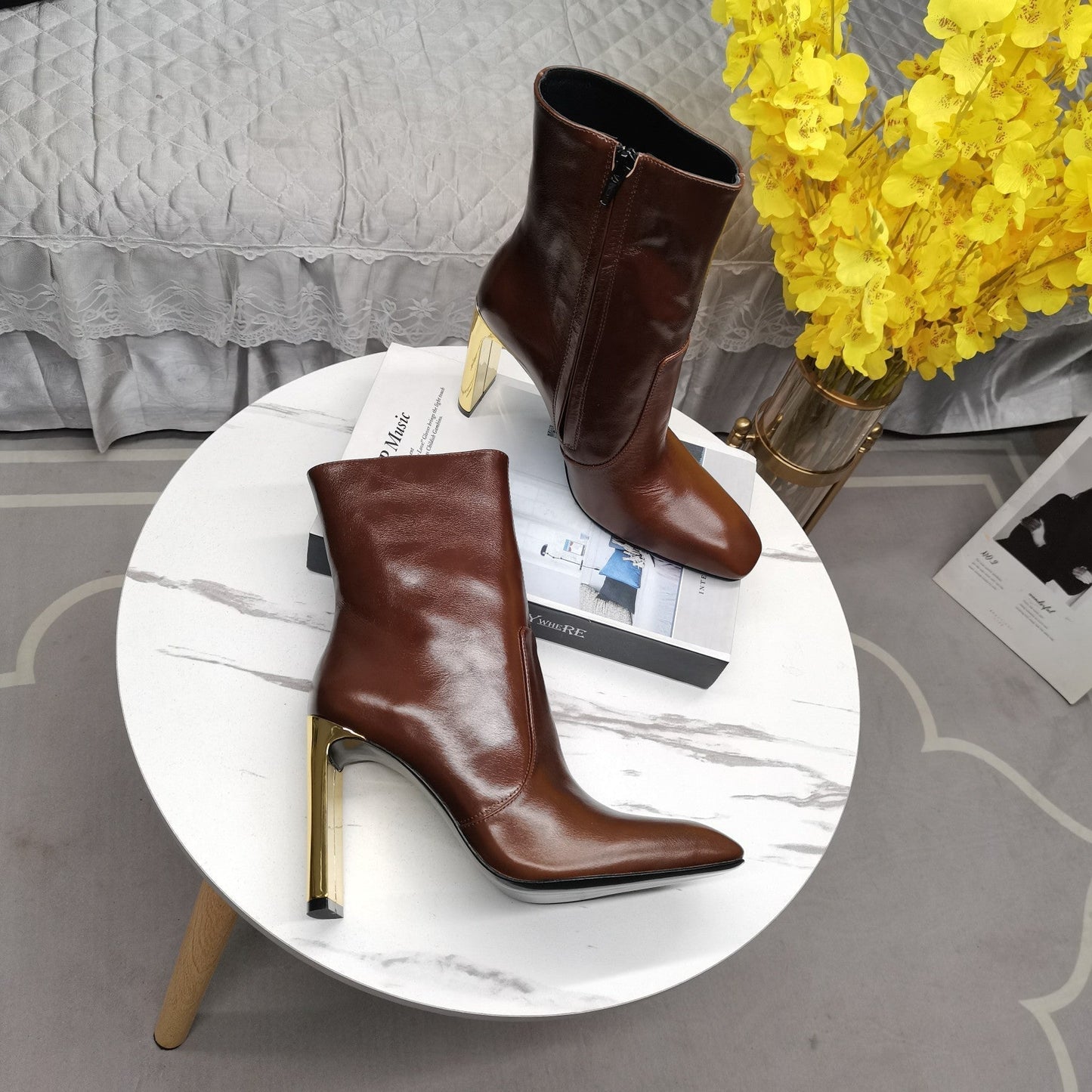 SL AUTEUIL HEELED ANKLE BOOT BROWN CALFSKIN - 35