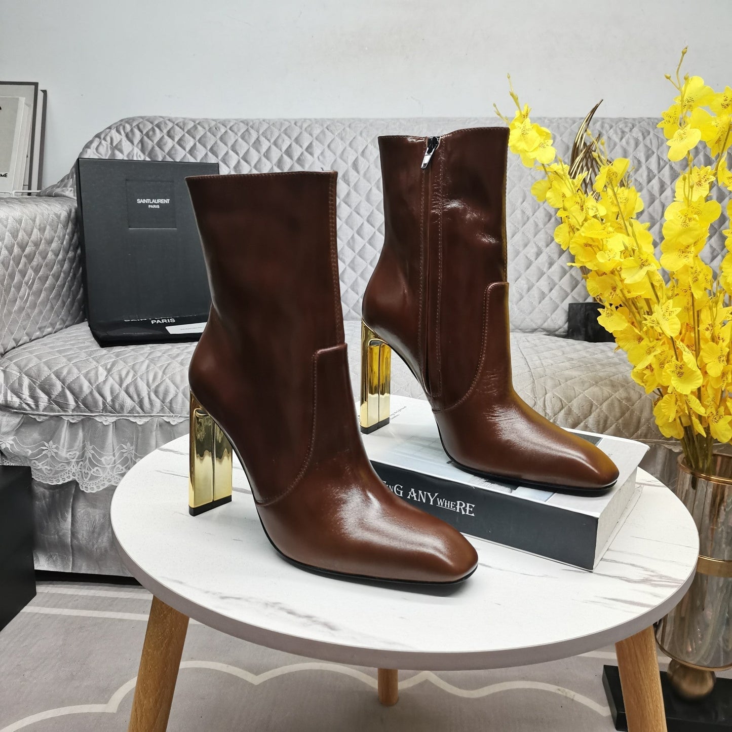 SL AUTEUIL HEELED ANKLE BOOT BROWN CALFSKIN - 35