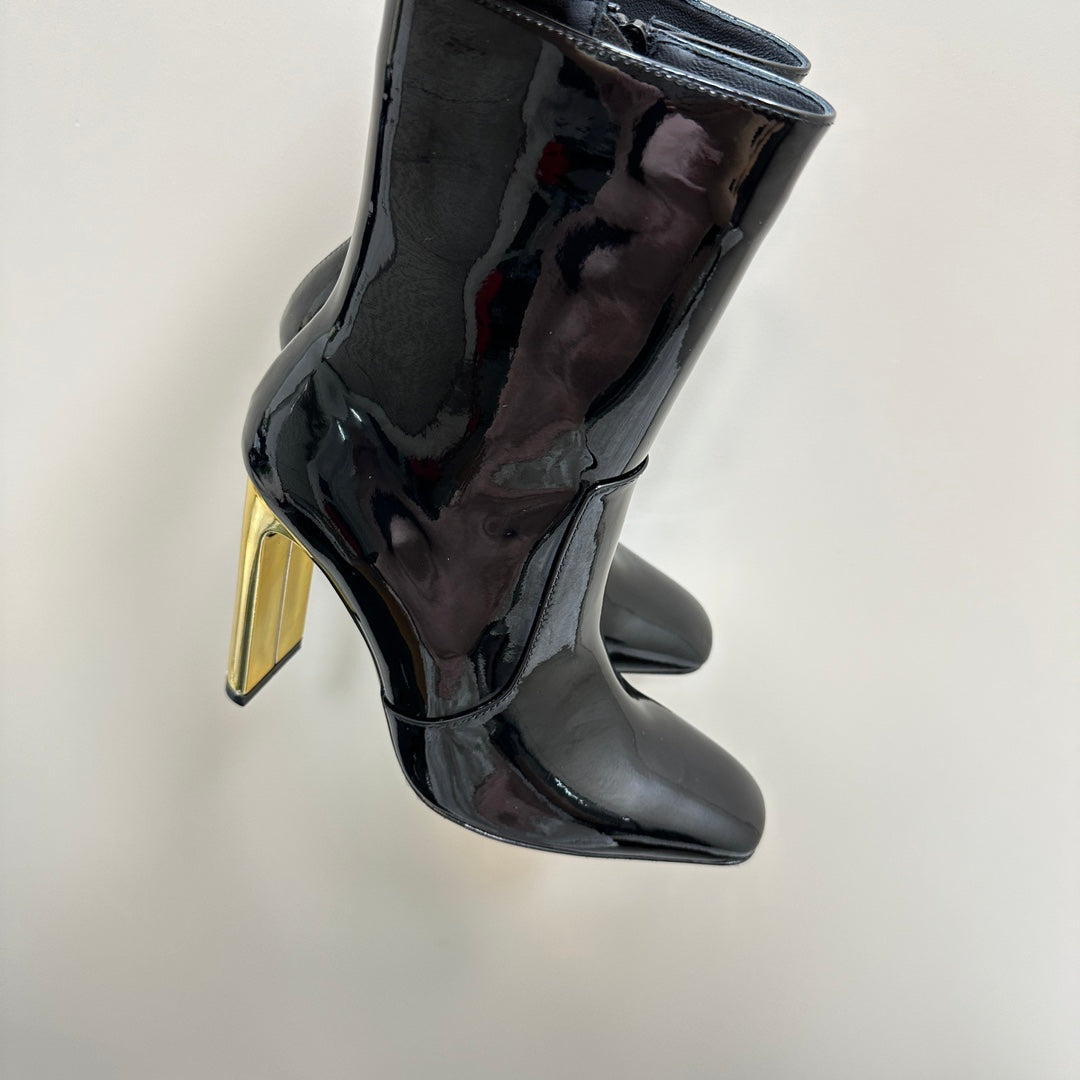 SL AUTEUIL HEELED ANKLE BOOT BLACK POLISHED CALFSKIN - 35