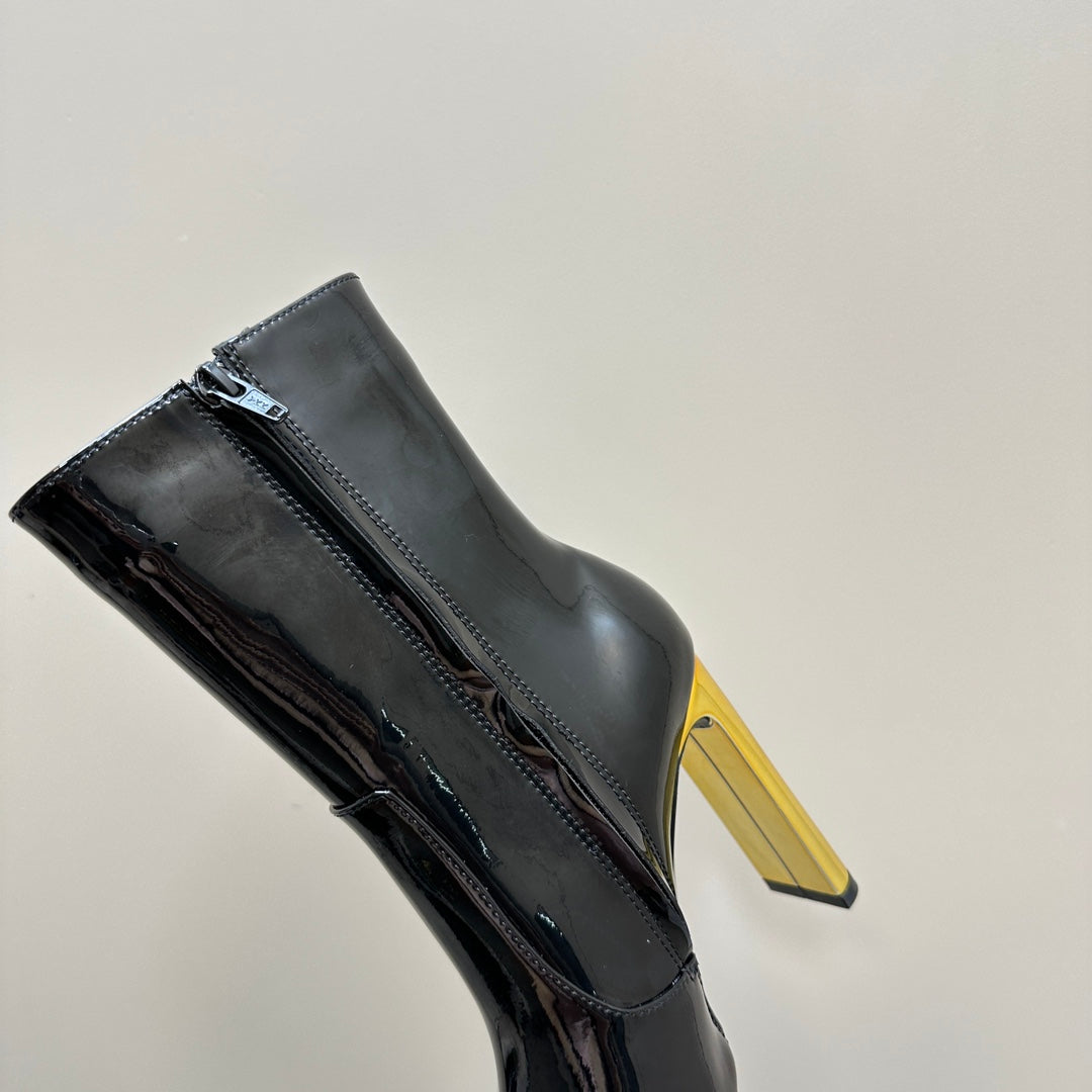 SL AUTEUIL HEELED ANKLE BOOT BLACK POLISHED CALFSKIN - 35