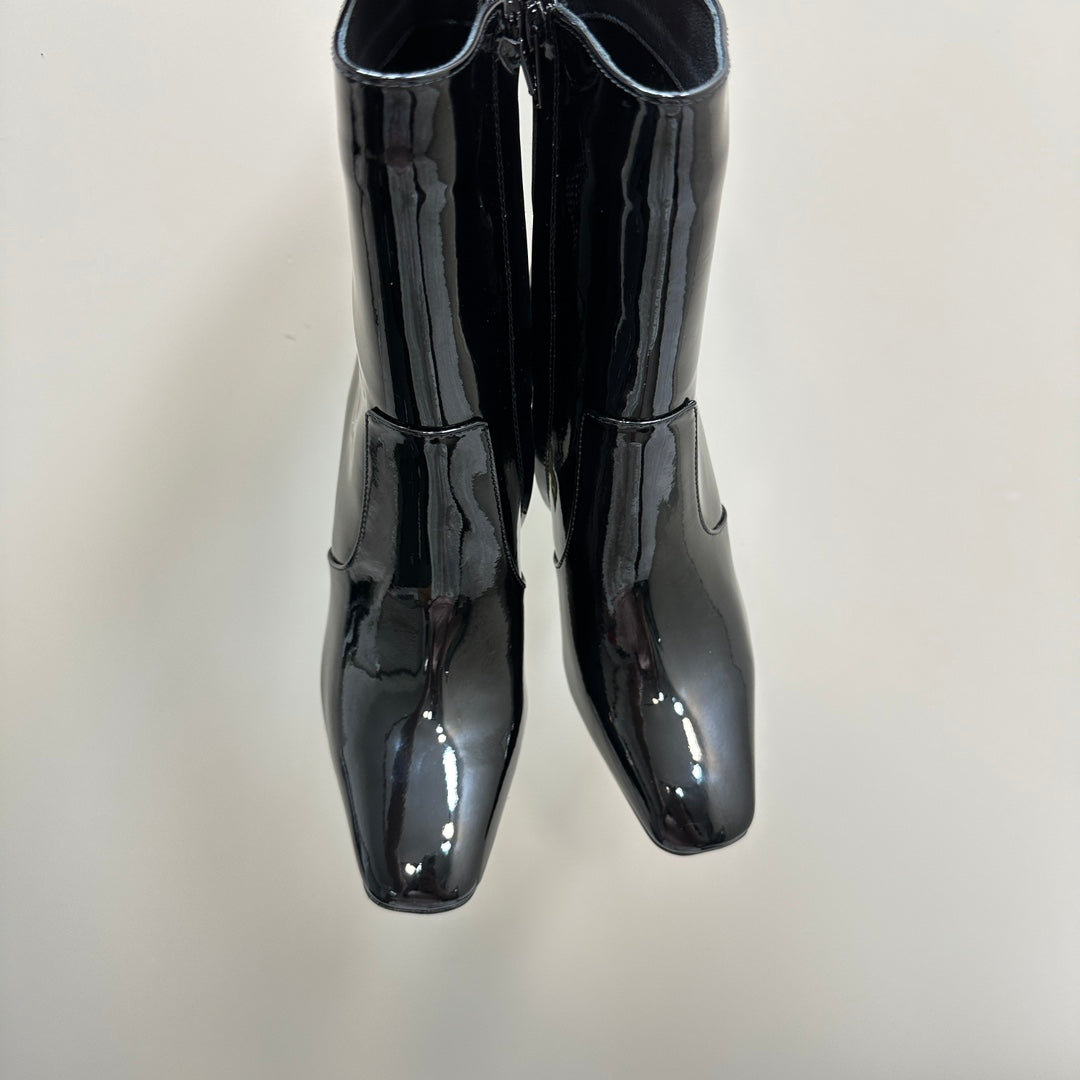 SL AUTEUIL HEELED ANKLE BOOT BLACK POLISHED CALFSKIN - 35