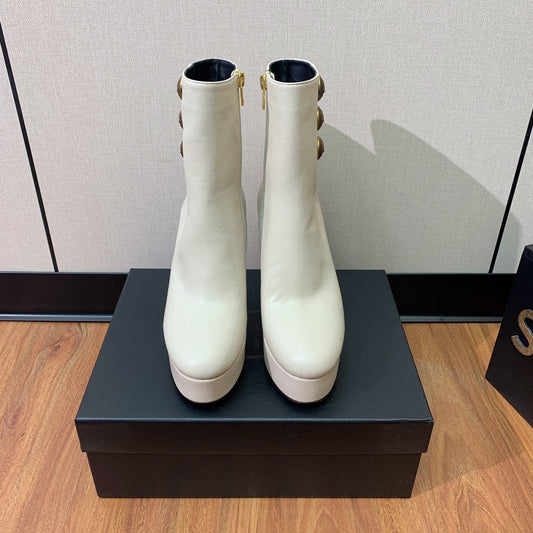 Черевики BALMAIN 26S ANKLE BOOTS 100 MM зі шкіри теляти білого кольору