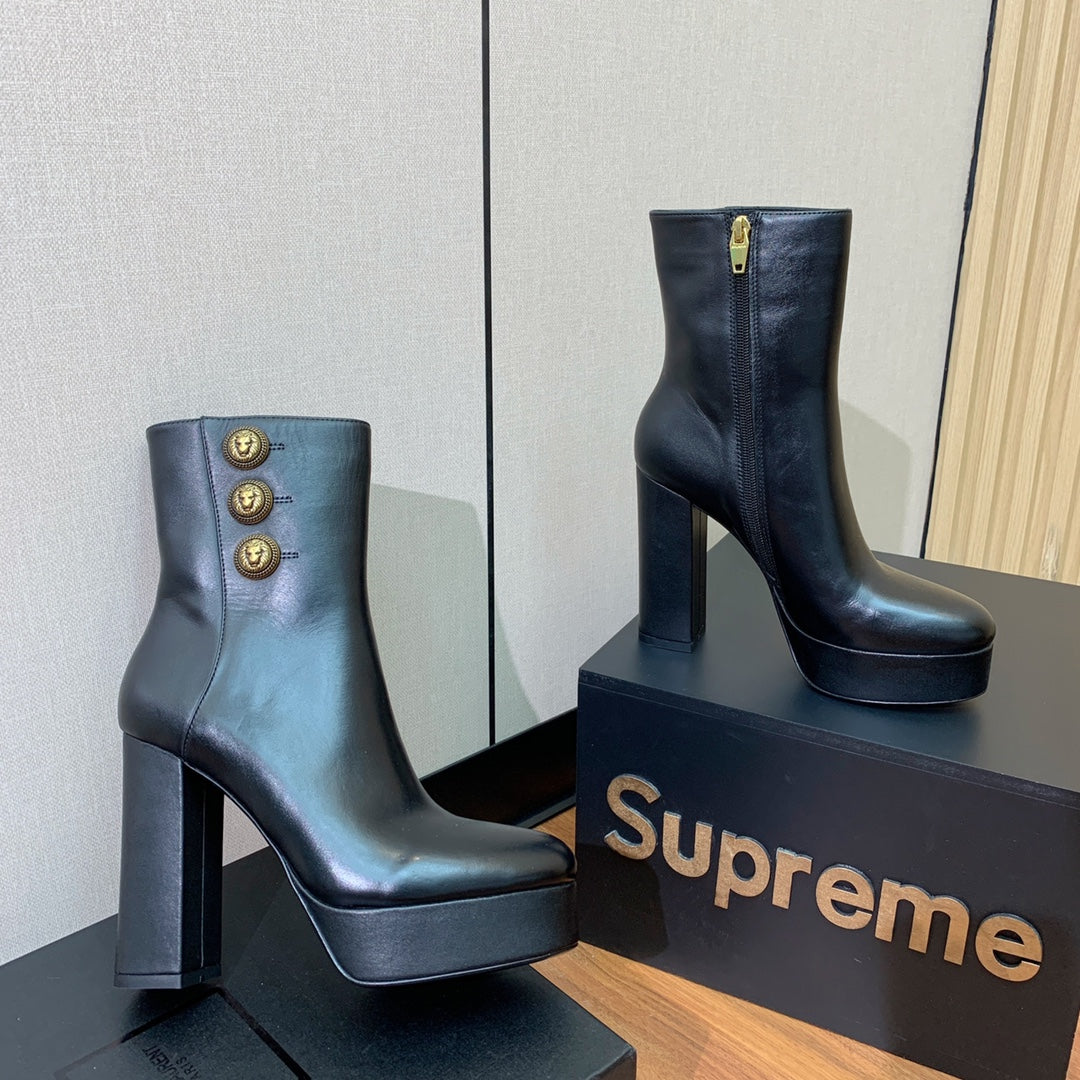 Черевики BALMAIN 26S ANKLE BOOTS 100 MM зі шкіри теляти чорного кольору