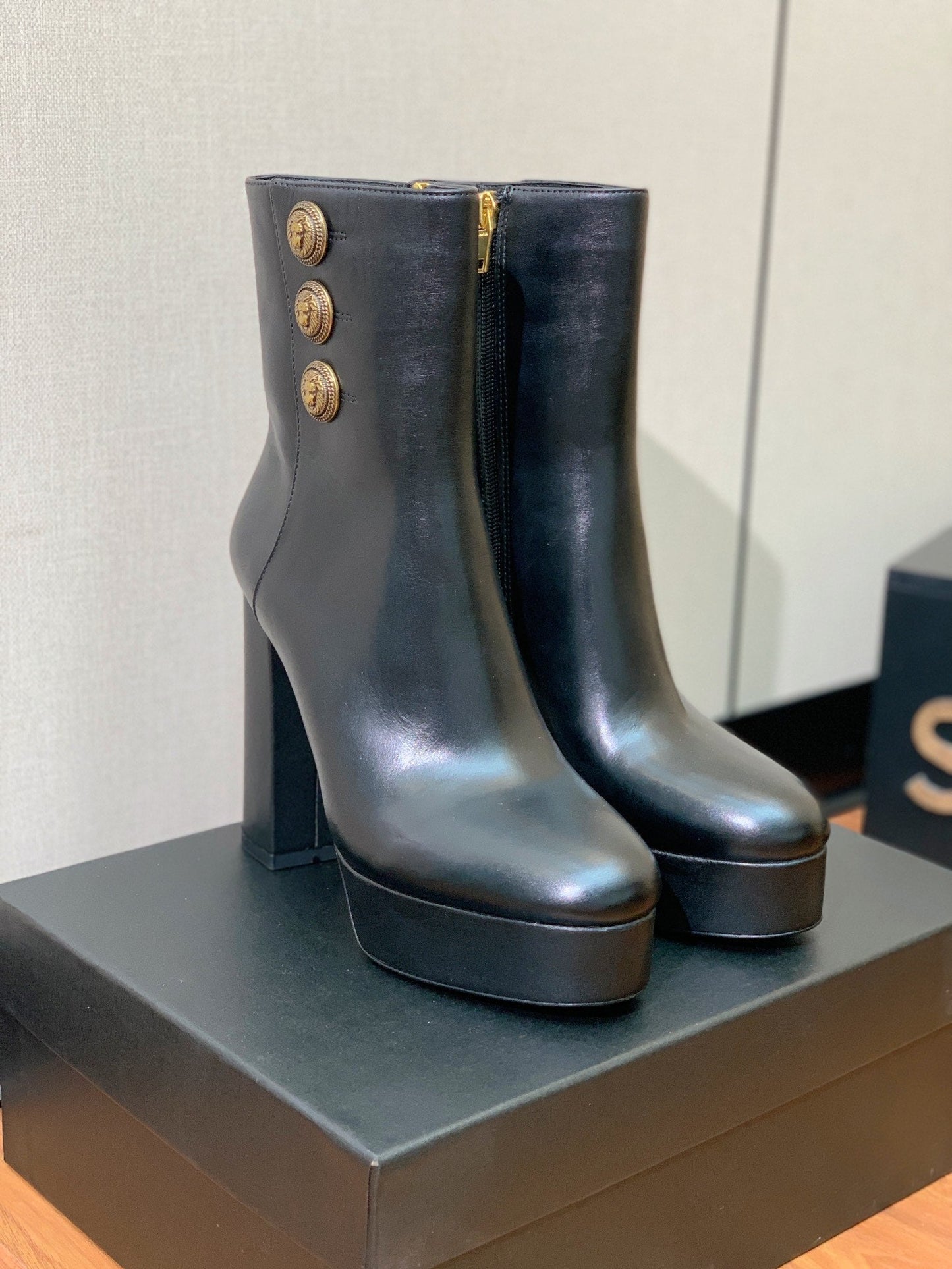 Черевики BALMAIN 26S ANKLE BOOTS 100 MM зі шкіри теляти чорного кольору