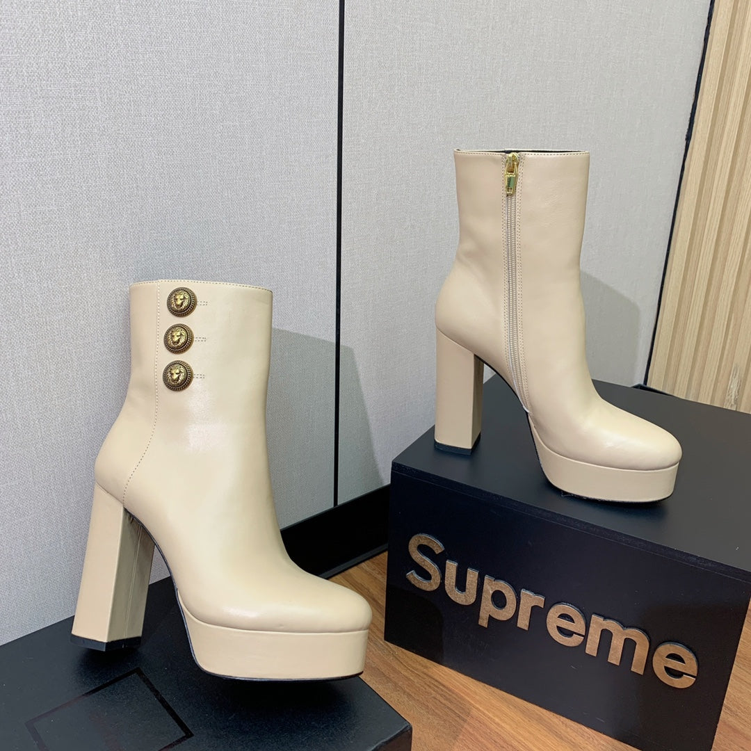 ЧЕРЕВИКИ BALMAIN 26S 100 ММ ІЗ ТЕЛЯЧОЇ ШКІРИ БЕЖЕВОГО КОЛЬОРУ