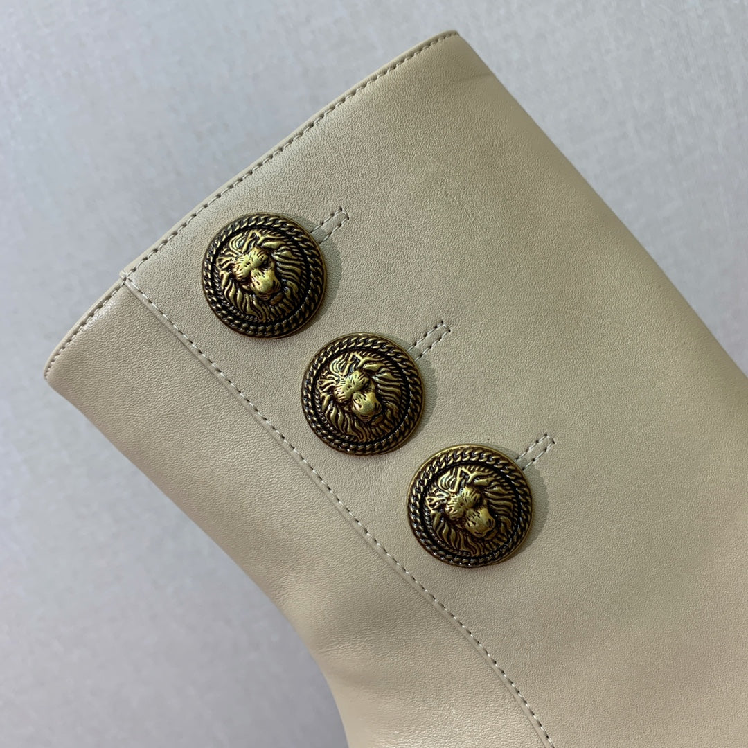 ЧЕРЕВИКИ BALMAIN 26S 100 ММ ІЗ ТЕЛЯЧОЇ ШКІРИ БЕЖЕВОГО КОЛЬОРУ
