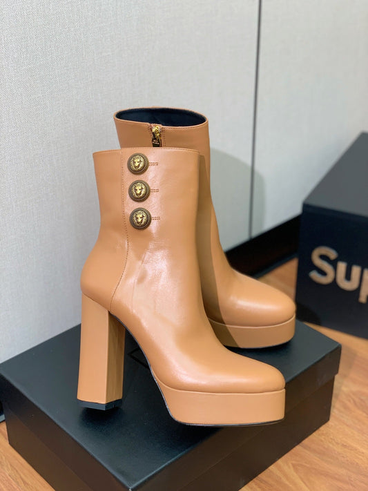 ЧЕРЕВИКИ BALMAIN 26S 100 ММ З КОРИЧНЕВОЇ ТЕЛЯЧОЇ ШКІРИ