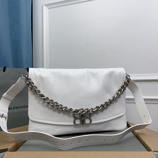 СУМКА BB SOFT FLAP BAG 36 З БІЛО-ПЕРСИКОВОЇ ТЕЛЯЧОЇ ШКІРИ СРІБНА ФУРНІТУРА
