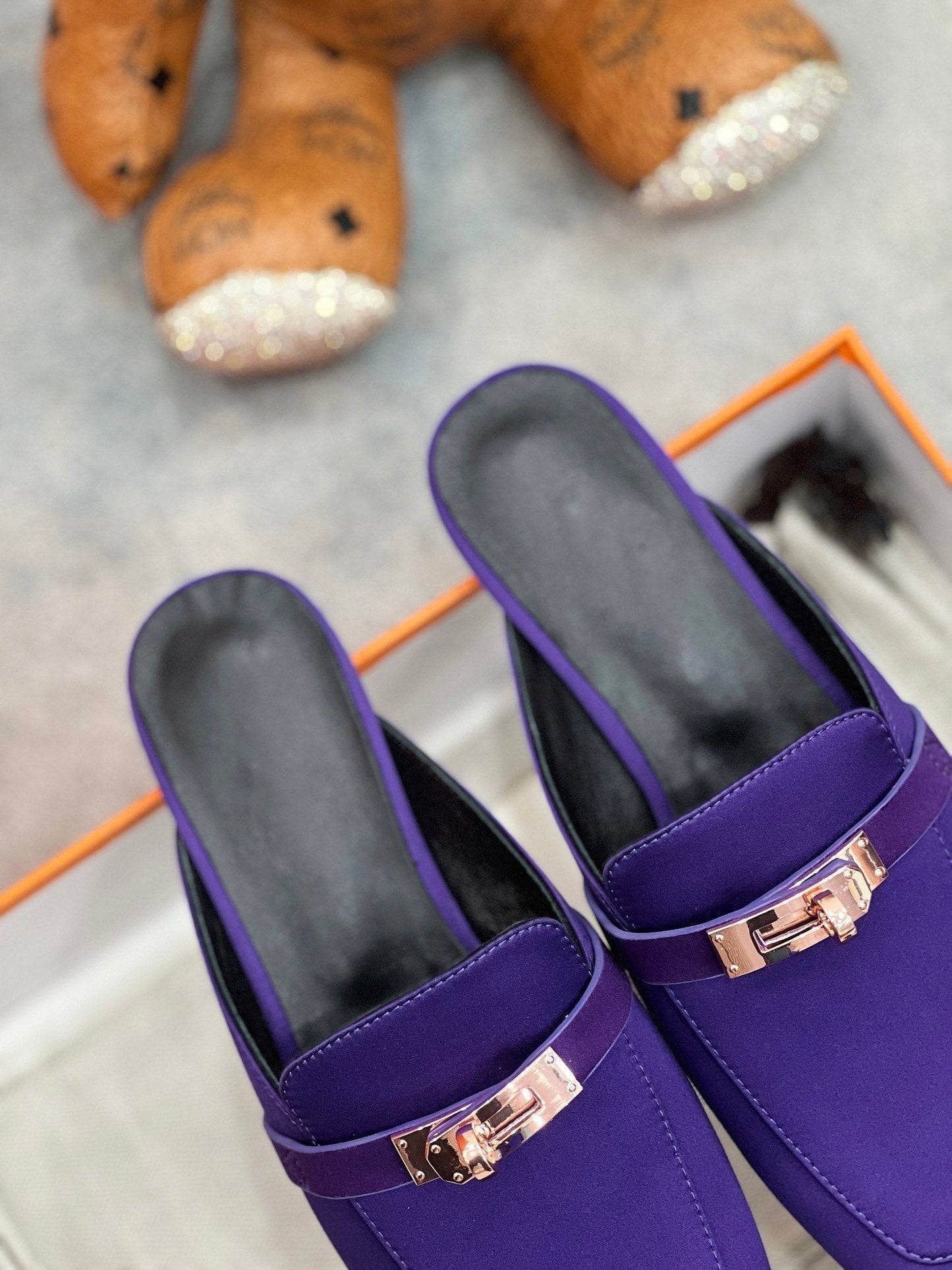 0Z Mule Violet Silk Thick Cloth/Sheepskin - 35