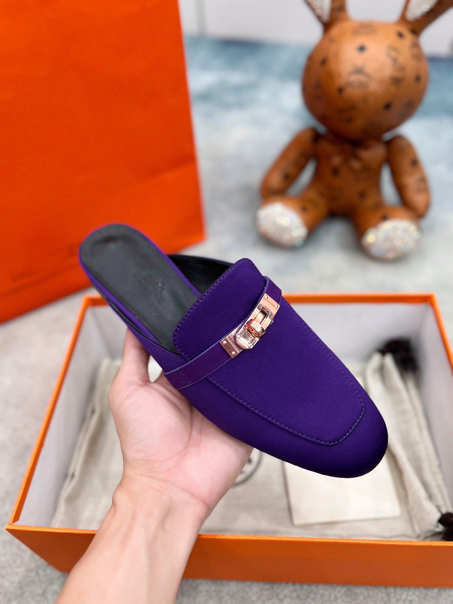 0Z Mule Violet Silk Thick Cloth/Sheepskin - 35