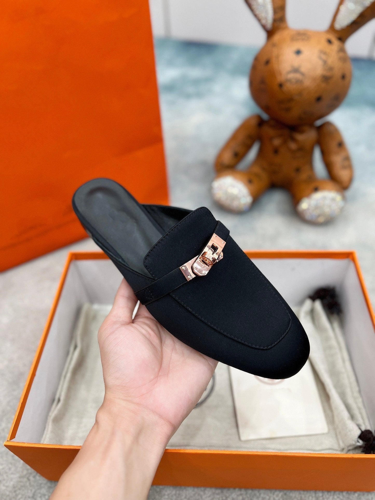 0Z Mule Black Silk Thick Cloth/Sheepskin - 35
