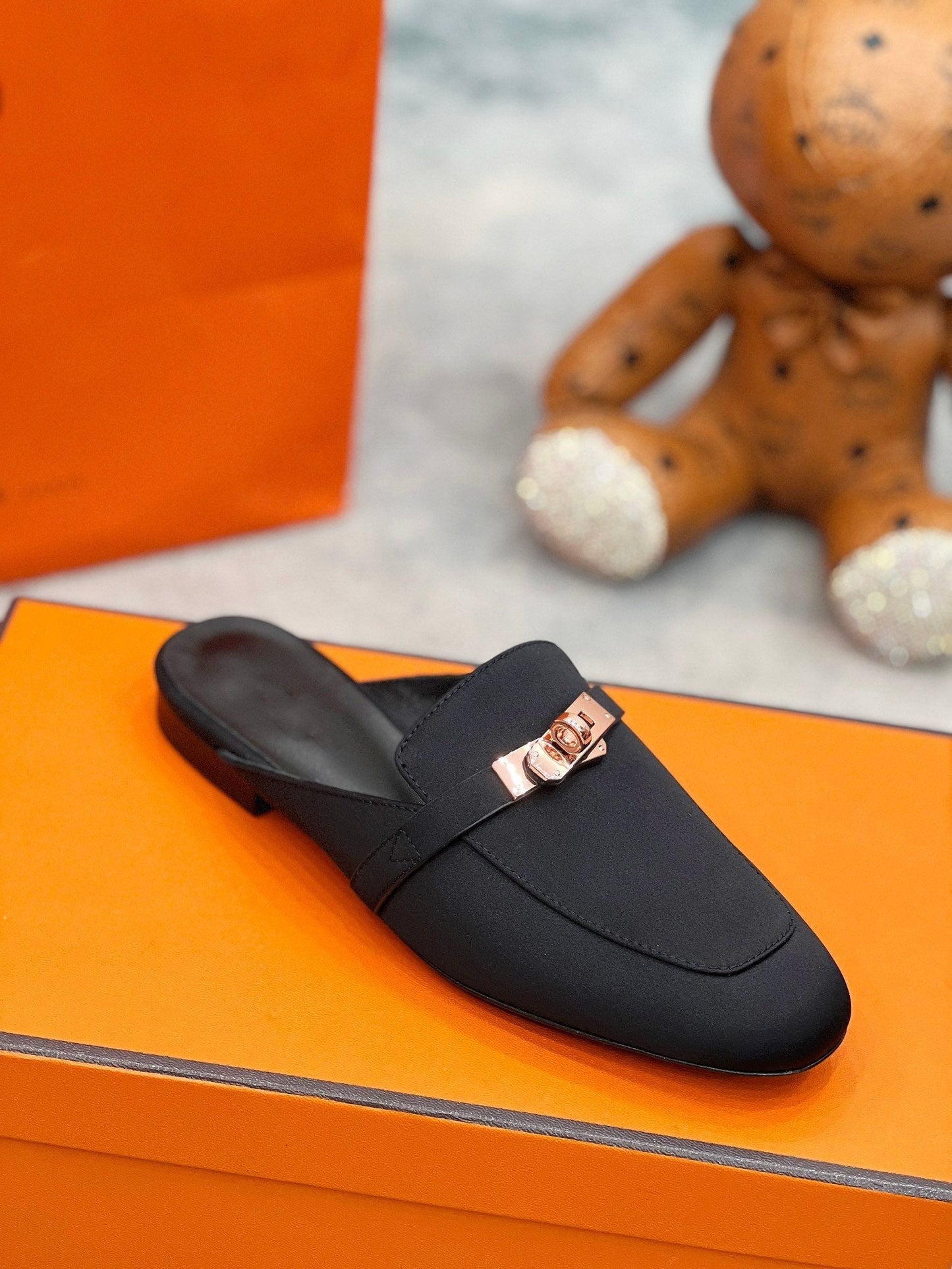 0Z Mule Black Silk Thick Cloth/Sheepskin - 35