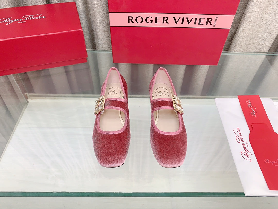 TRÈS VIVIER MARY JANE IN PINK VELVET - 34