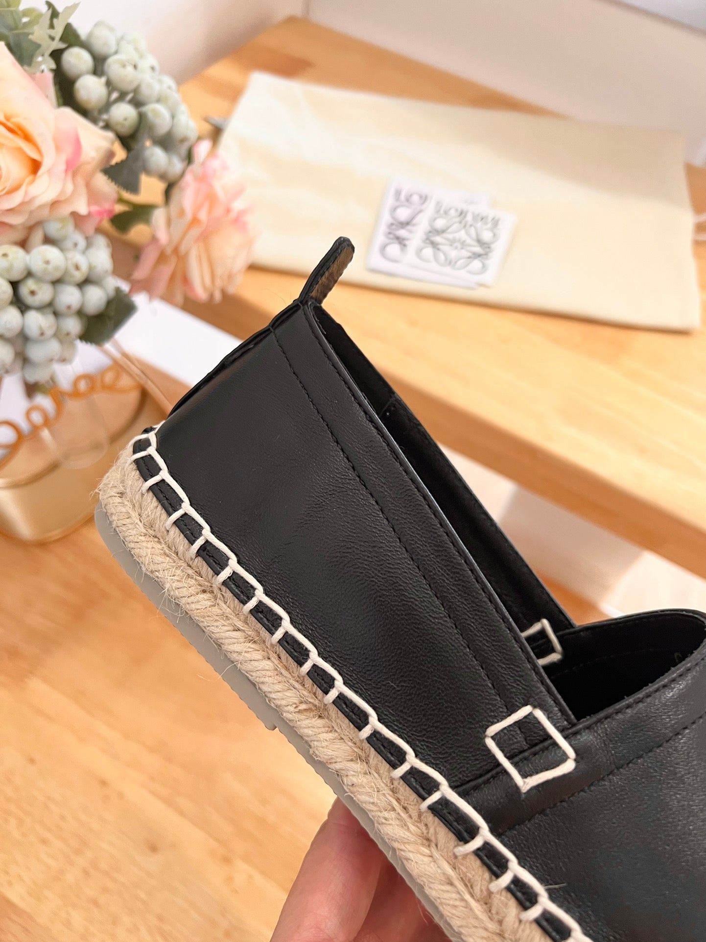 Loew Anagram Espadrille Black Leather - 35