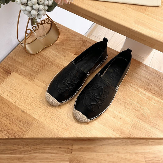 Loew Anagram Espadrille Black Leather - 35