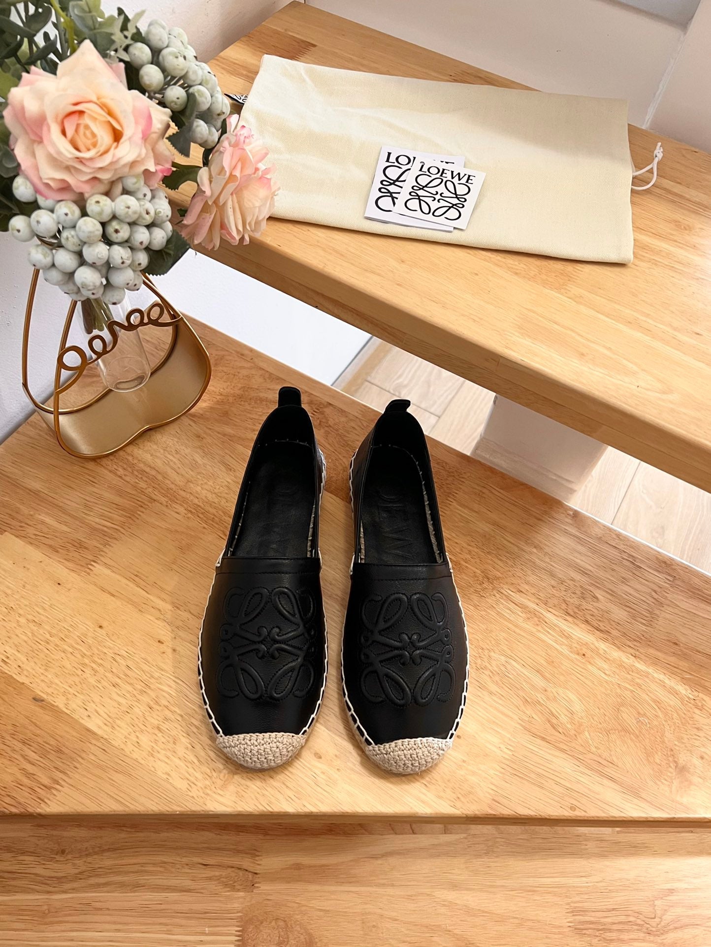 Loew Anagram Espadrille Black Leather - 35