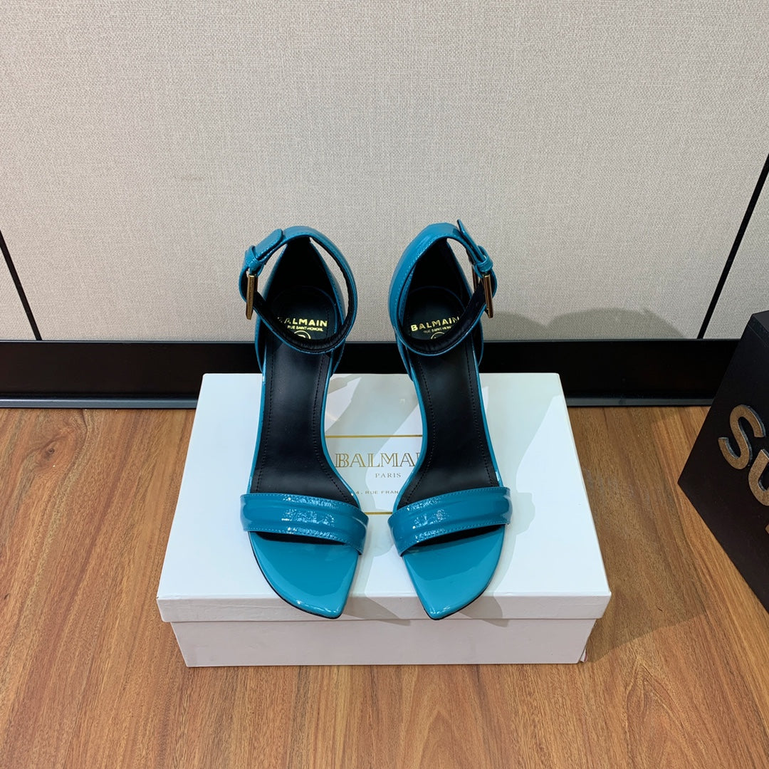 Босоніжки BALMAIN 26S METAL-HEEL 105 ММ З ТЕЛЯЧОЇ ШКІРИ КОЛЬОРУ ЦЕРУЛЕЙ (НЕБЕСНО-ГОЛУБОГО)