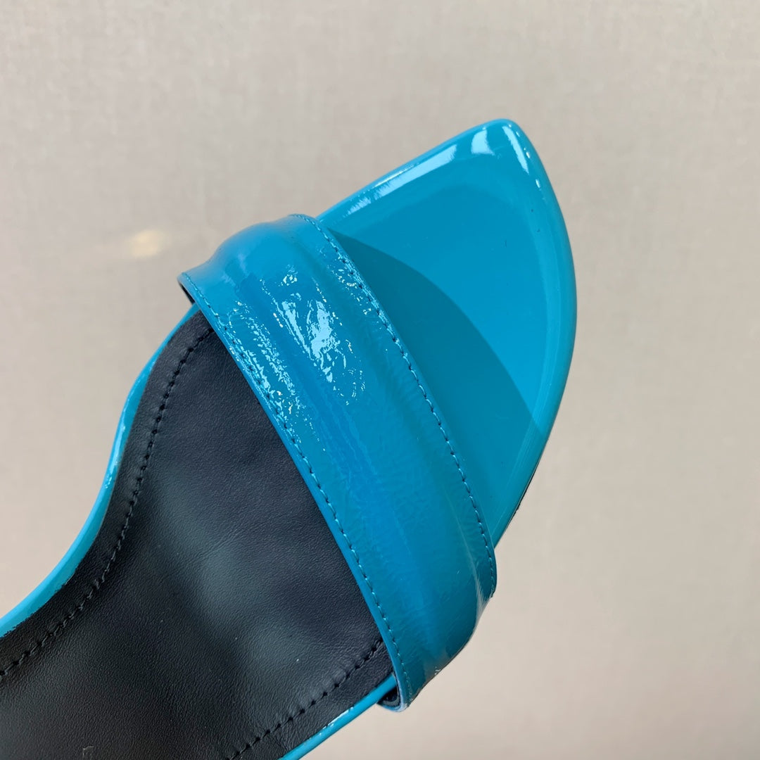 Босоніжки BALMAIN 26S METAL-HEEL 105 ММ З ТЕЛЯЧОЇ ШКІРИ КОЛЬОРУ ЦЕРУЛЕЙ (НЕБЕСНО-ГОЛУБОГО)
