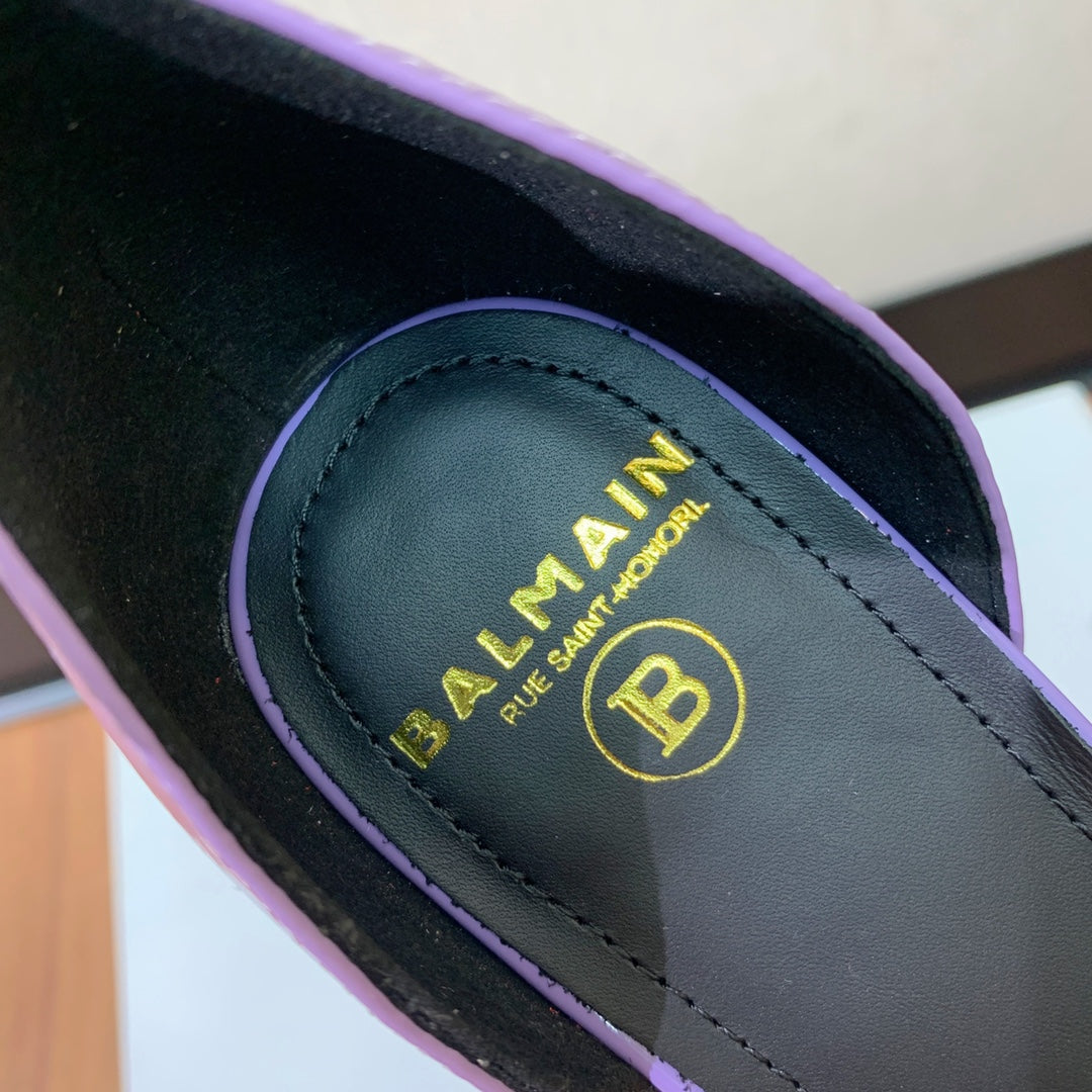БОСОНІЖКИ BALMAIN 26S З МЕТАЛЕВИМ КАБЛУКОМ 105 ММ З ФІОЛЕТОВОЇ ШКІРИ ТЕЛЯТИ