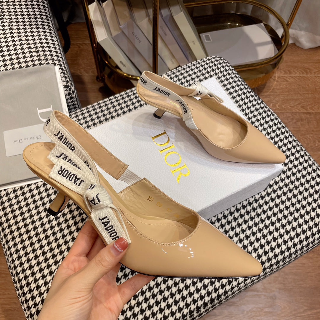 J'ADIOR SLINGBACK PUMPS IN BEIGE CALFSKIN - 34
