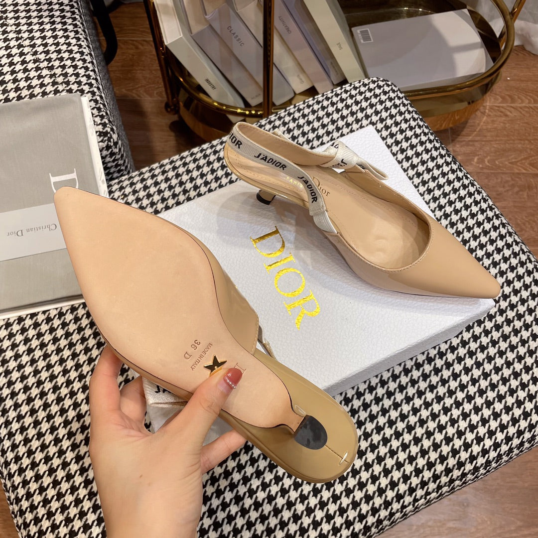 J'ADIOR SLINGBACK PUMPS IN BEIGE CALFSKIN - 34