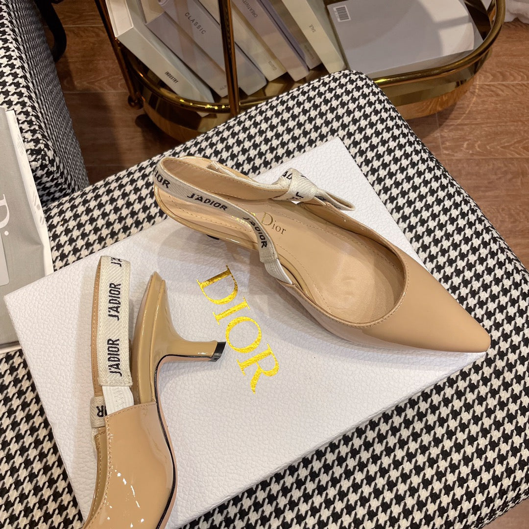 J'ADIOR SLINGBACK PUMPS IN BEIGE CALFSKIN - 34