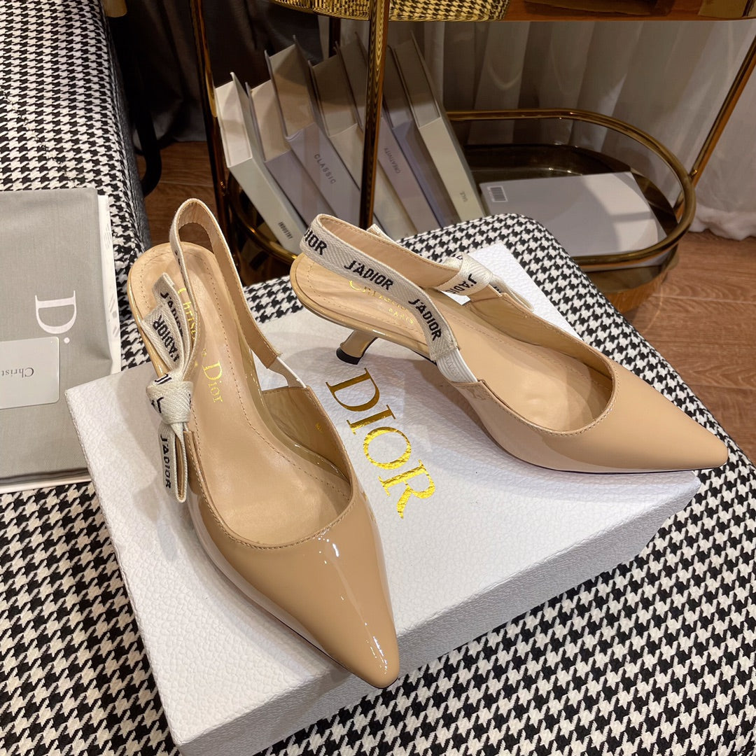 J'ADIOR SLINGBACK PUMPS IN BEIGE CALFSKIN - 34