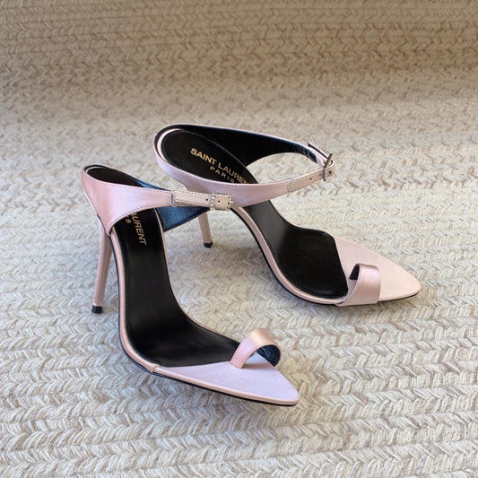 GAP CRYSTAL-BUCKLE SLIDE SANDALS IN LIGHT PINK SILK - 34