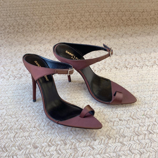 GAP CRYSTAL-BUCKLE SLIDE SANDALS IN SHIRAZ RED SILK - 34