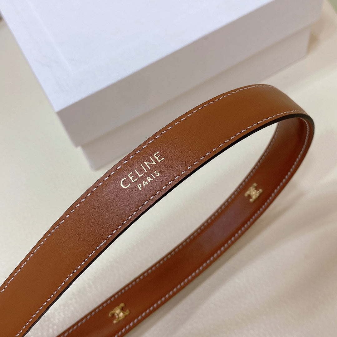 CL MINI 18 MM WESTERN BELT IN BRONZE BROWN CALFSKIN GOLD HARDWARE - 30