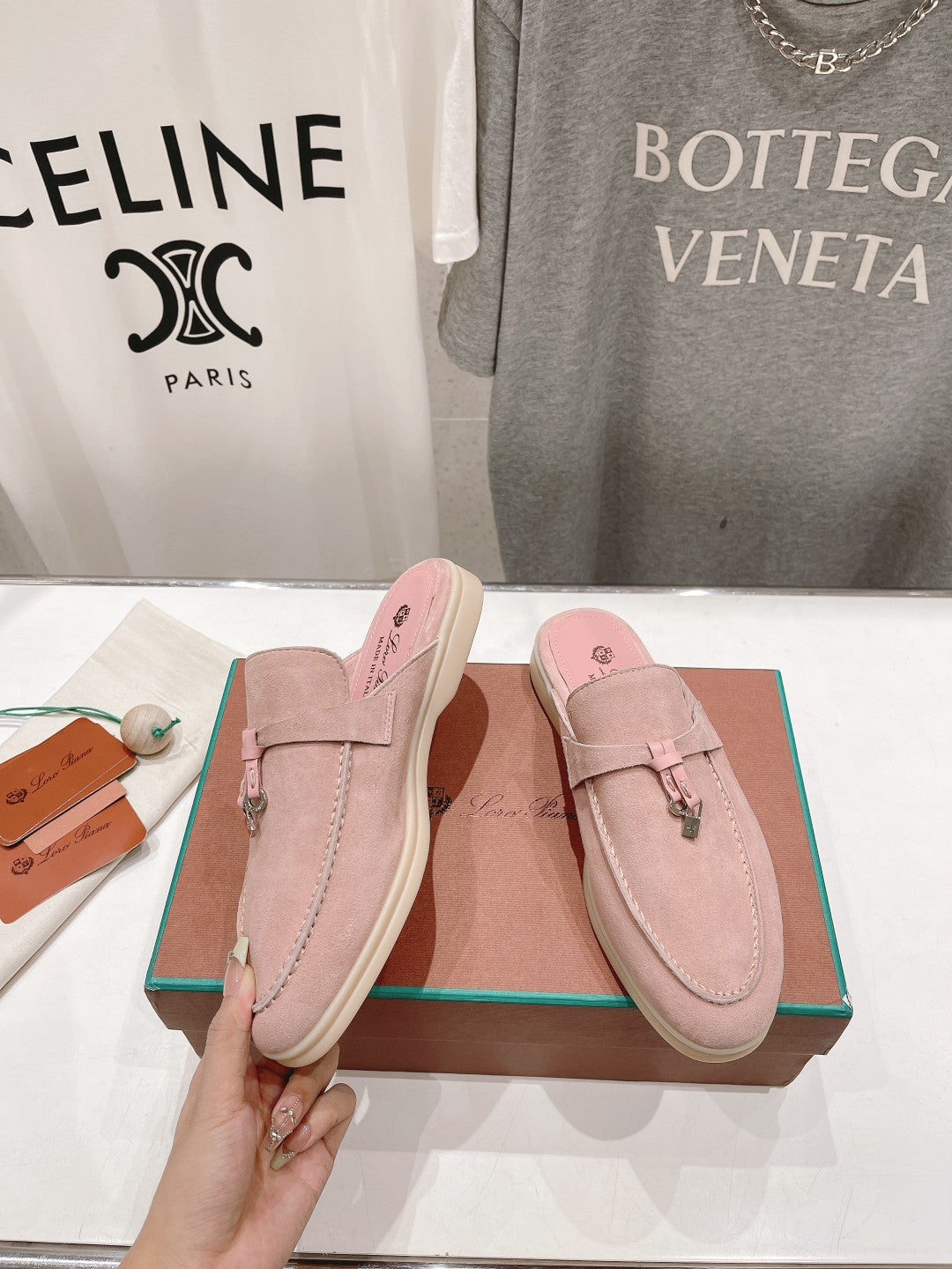 LP CHARMS WALK BABOUCHE LOAFERS PASTEL PINK SUEDE - 35