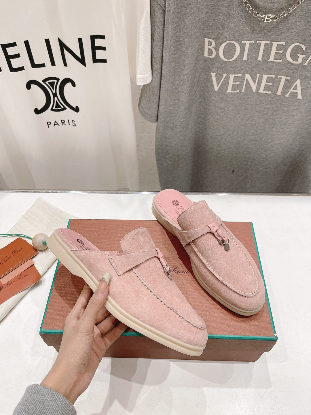 LP CHARMS WALK BABOUCHE LOAFERS PASTEL PINK SUEDE - 35