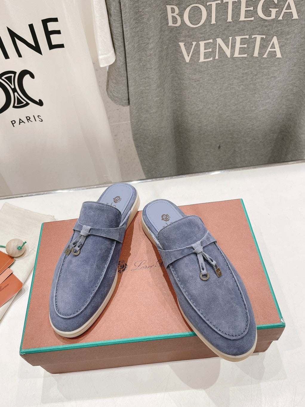 LP CHARMS WALK BABOUCHE LOAFERS CERULEAN SUEDE - 35