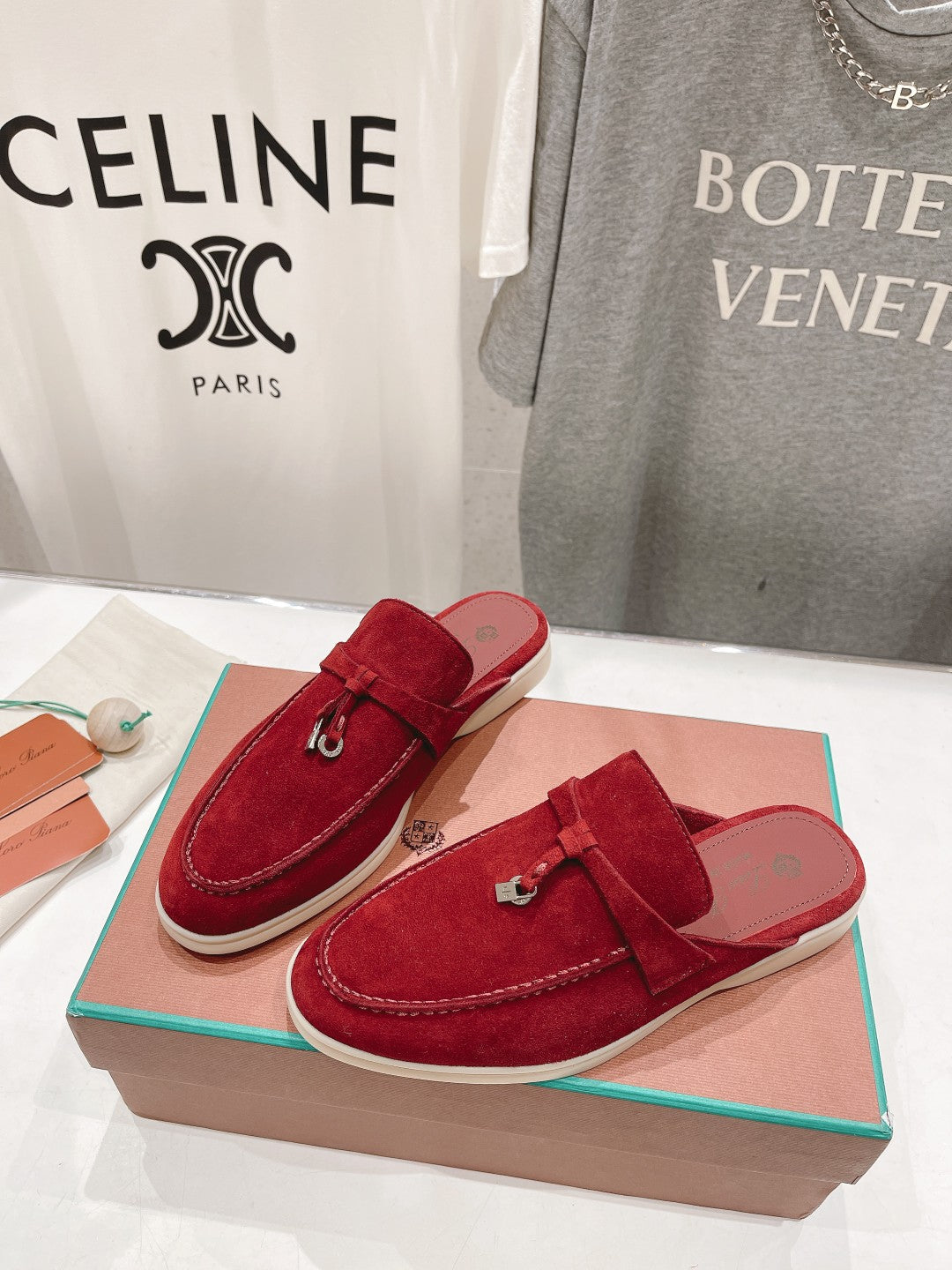 LP CHARMS WALK BABOUCHE LOAFERS CHERRY SUEDE - 35