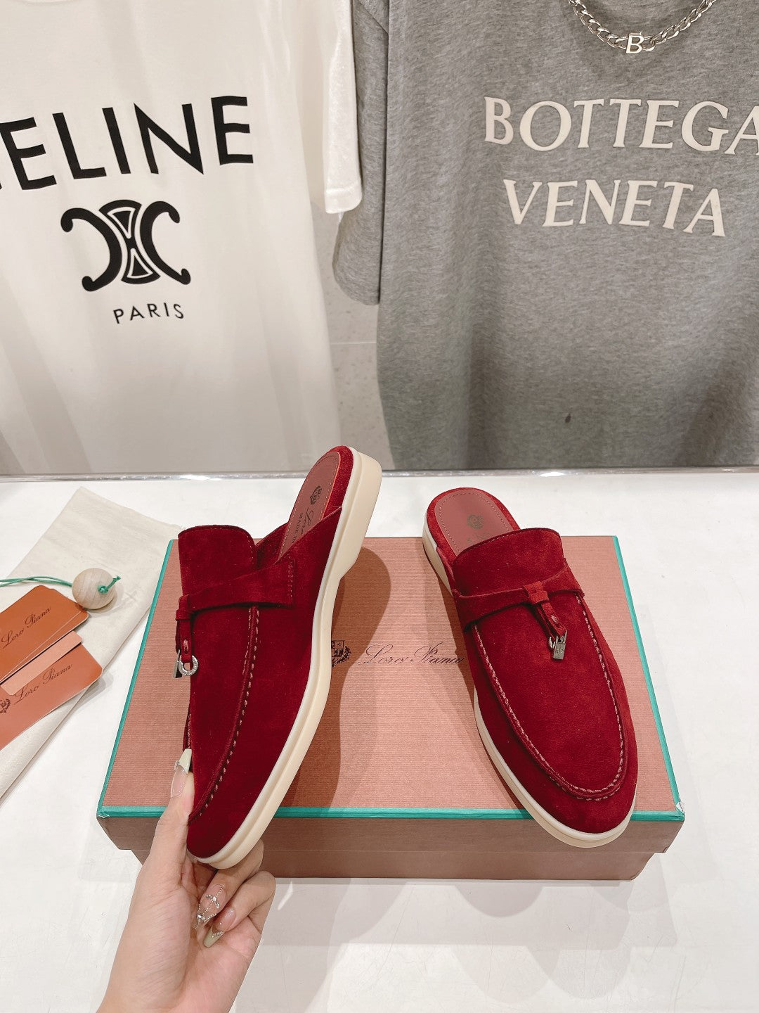 LP CHARMS WALK BABOUCHE LOAFERS CHERRY SUEDE - 35